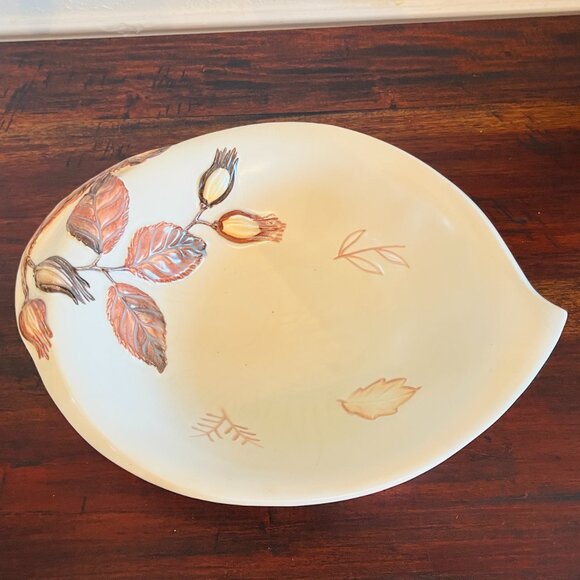 Vintage 1950s CarltonWare Hand Painted Hazelnut Footed Bowl Cottagecore Boho - Picture 2 of 9